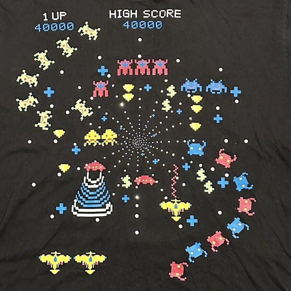 3XL Space Invaders Video Game Short Sleeve Graphic T-Shirt Black 4 Fatherz